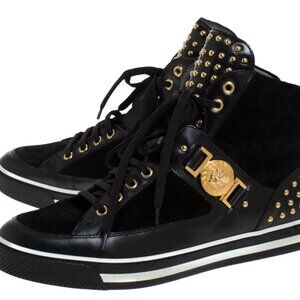 VERSACE Medusa Black High Tops with Gold Studs